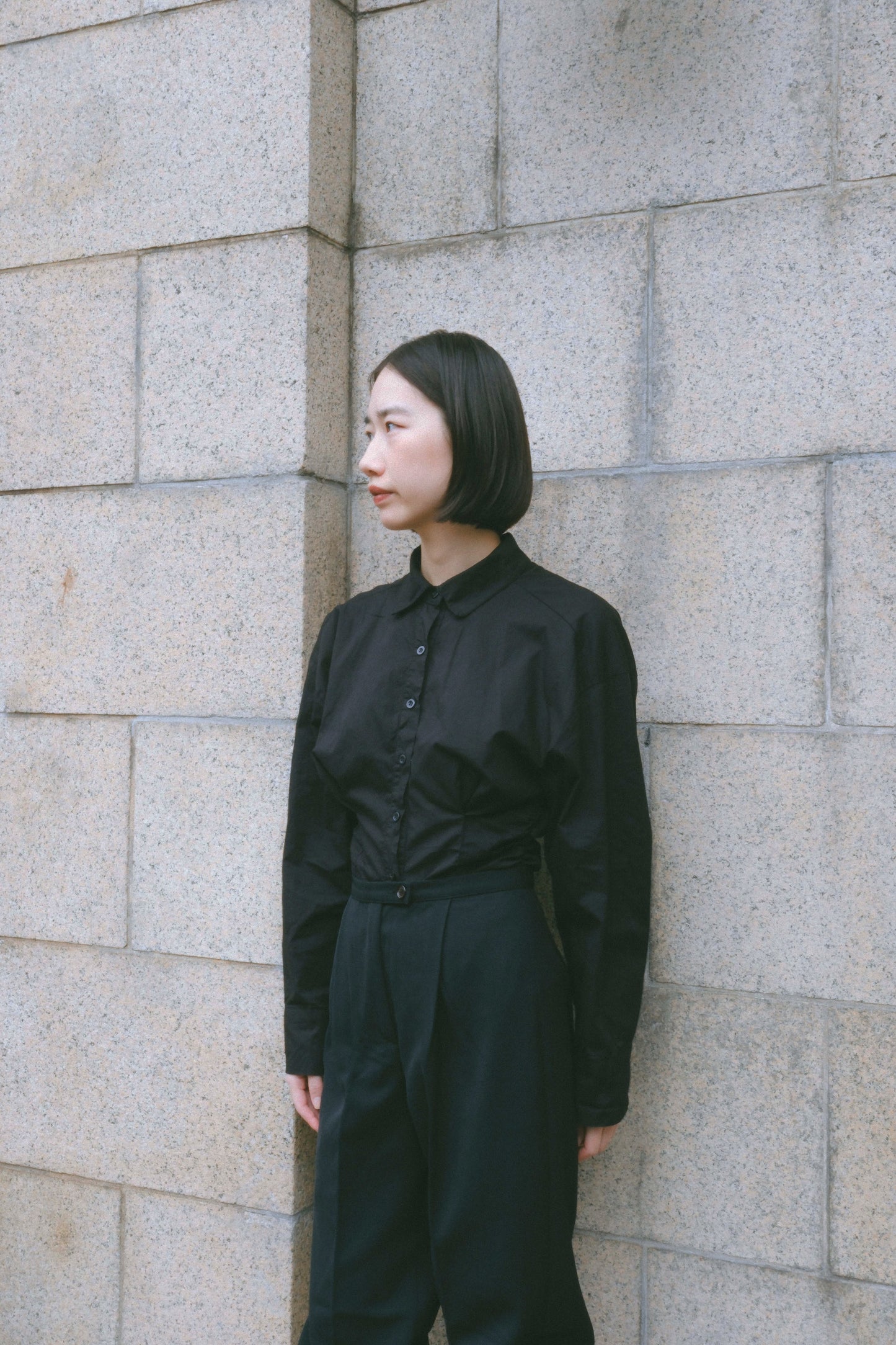 Zoey - black side gathered bodysuit