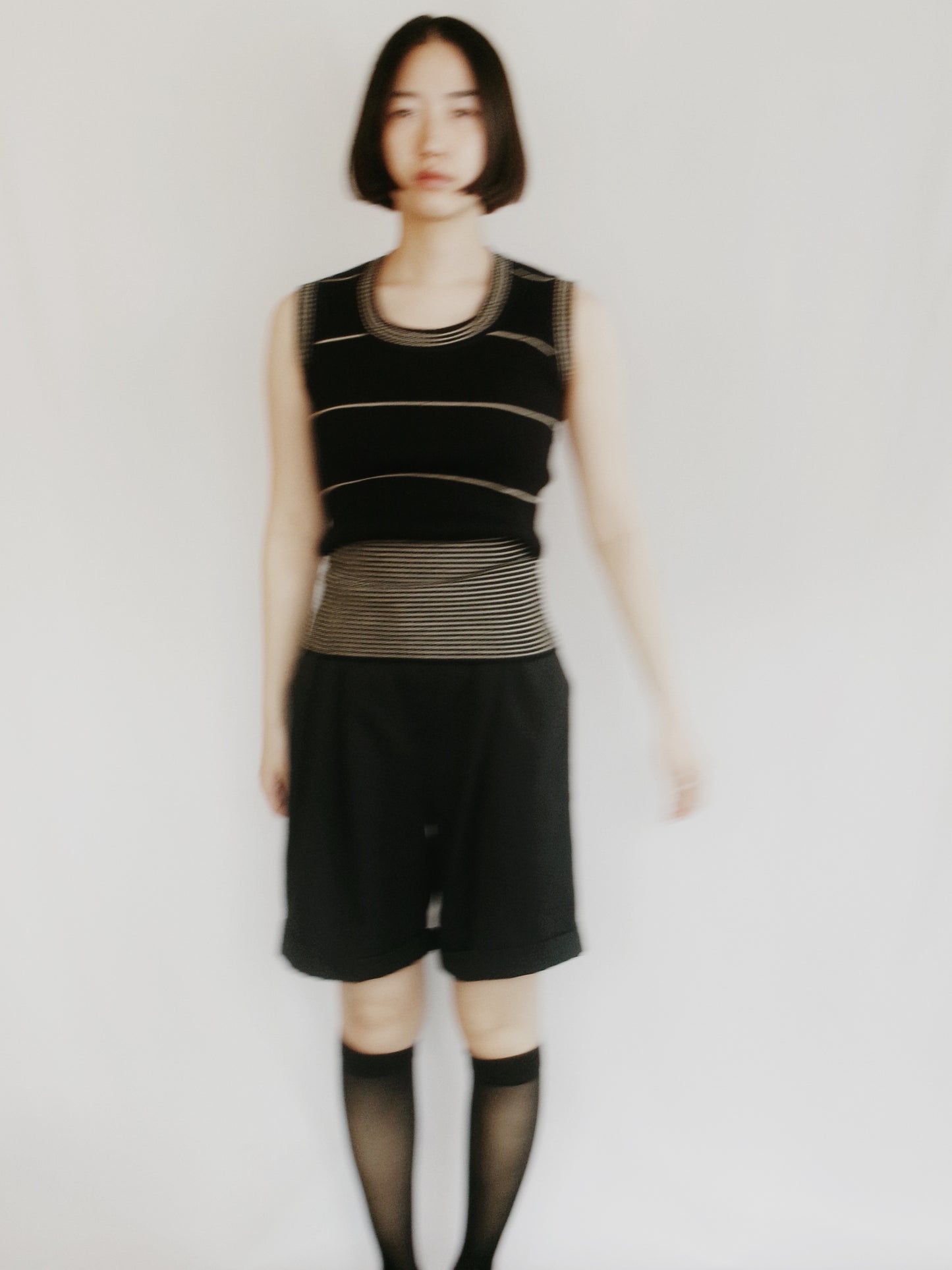 zina - short sleeve rib stripe top