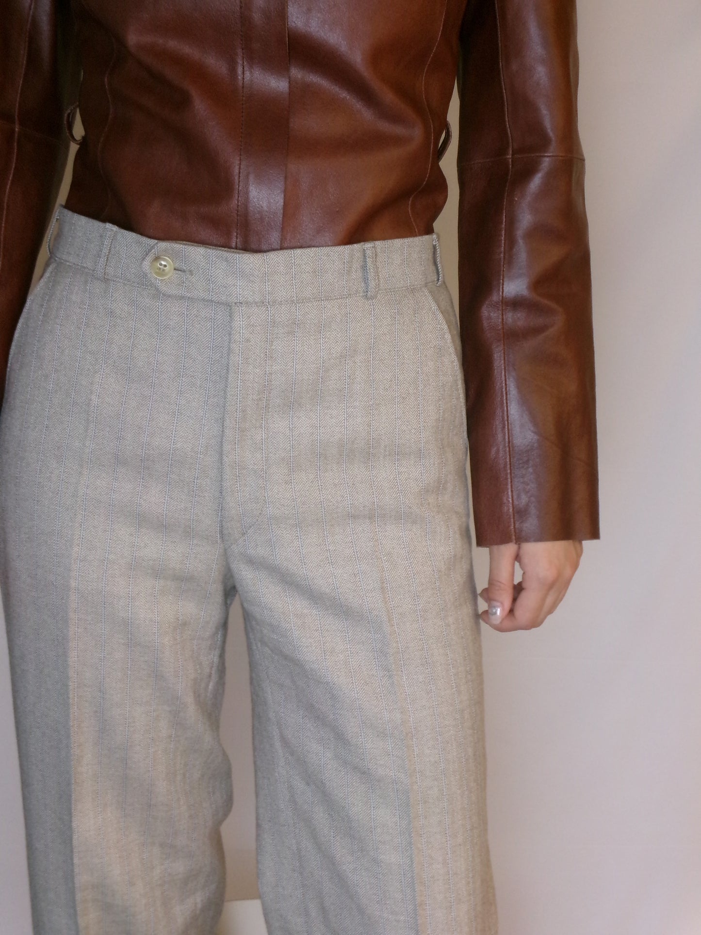 Lily - tailored herringbone straight pants