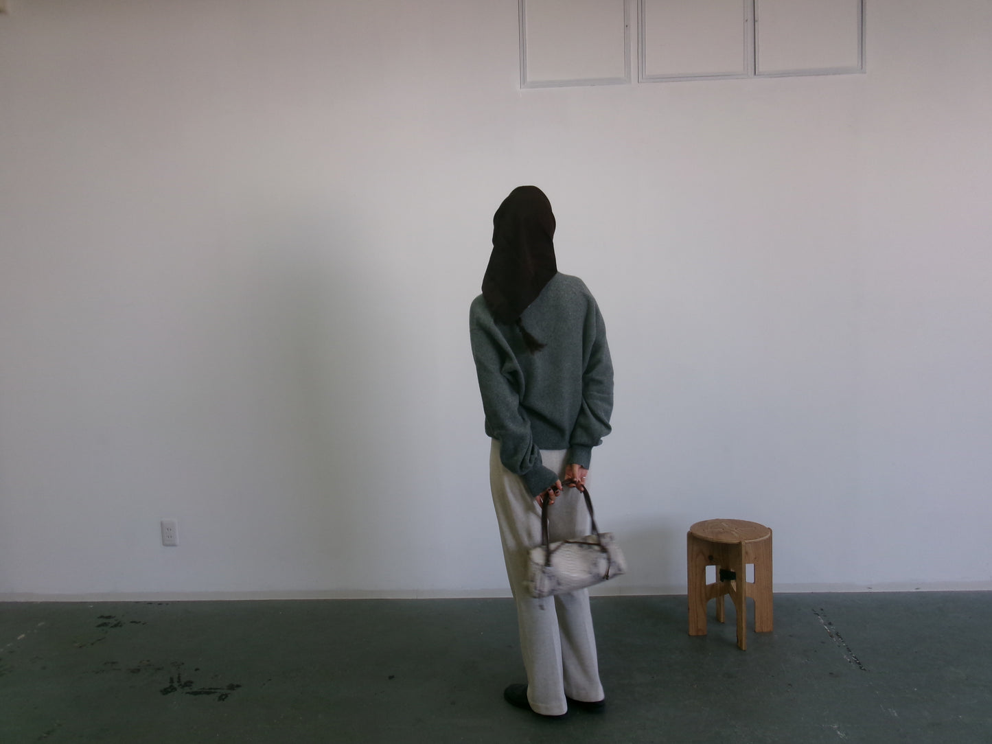 Liu- 70s grey wool v-neck knit