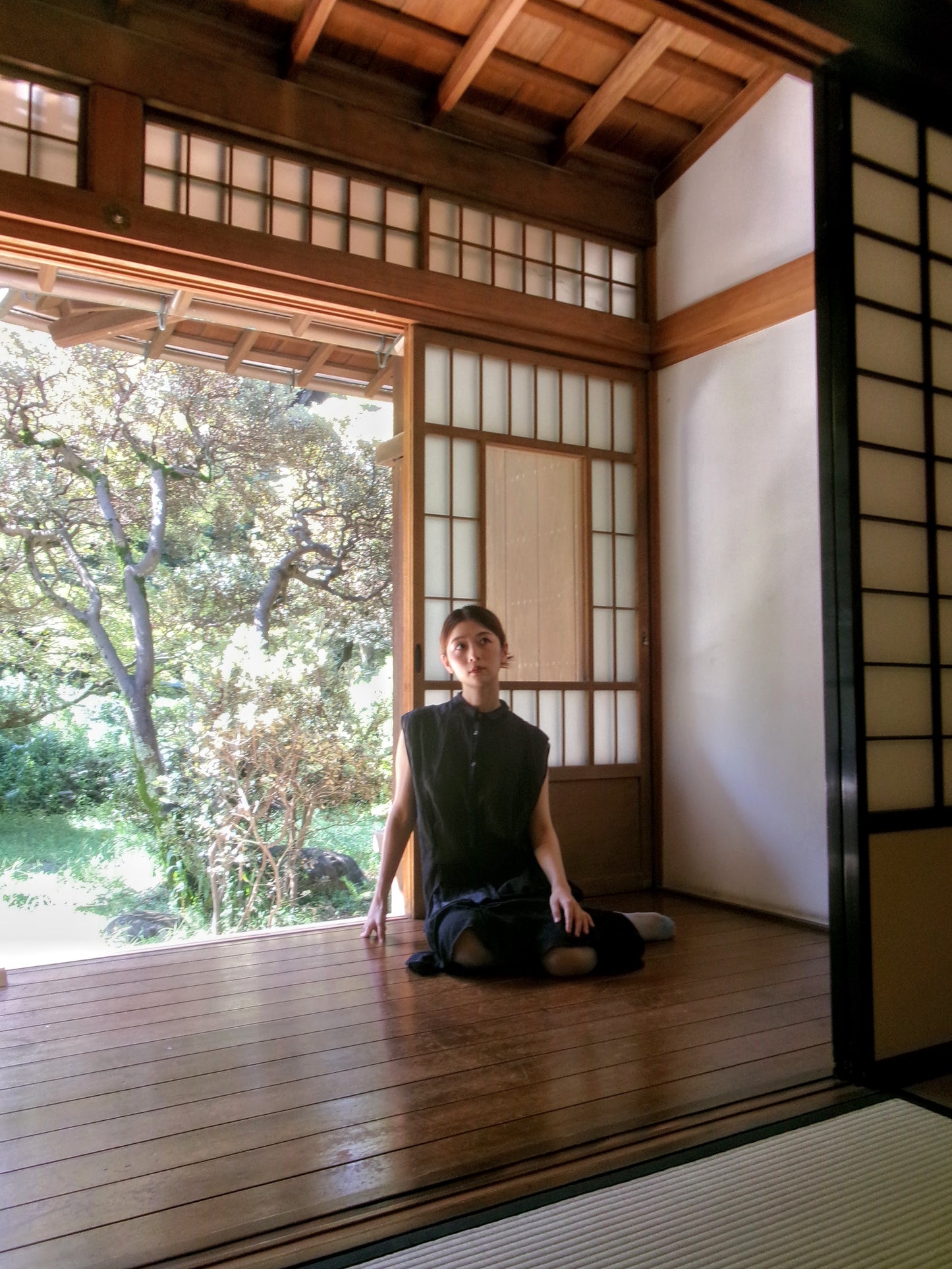 Clara - sheer crinkle sleeveless shirt