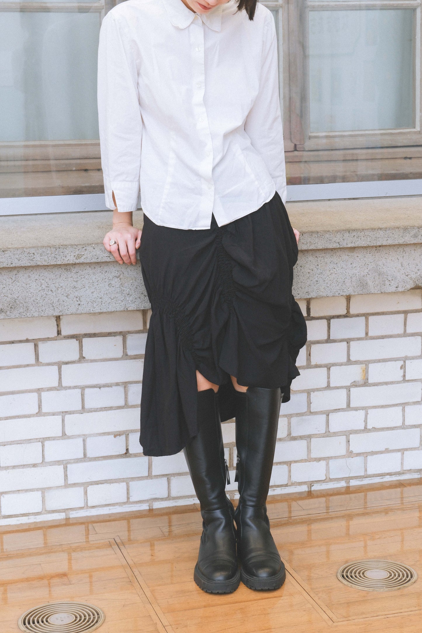 Haru - gathered detail mid skirt