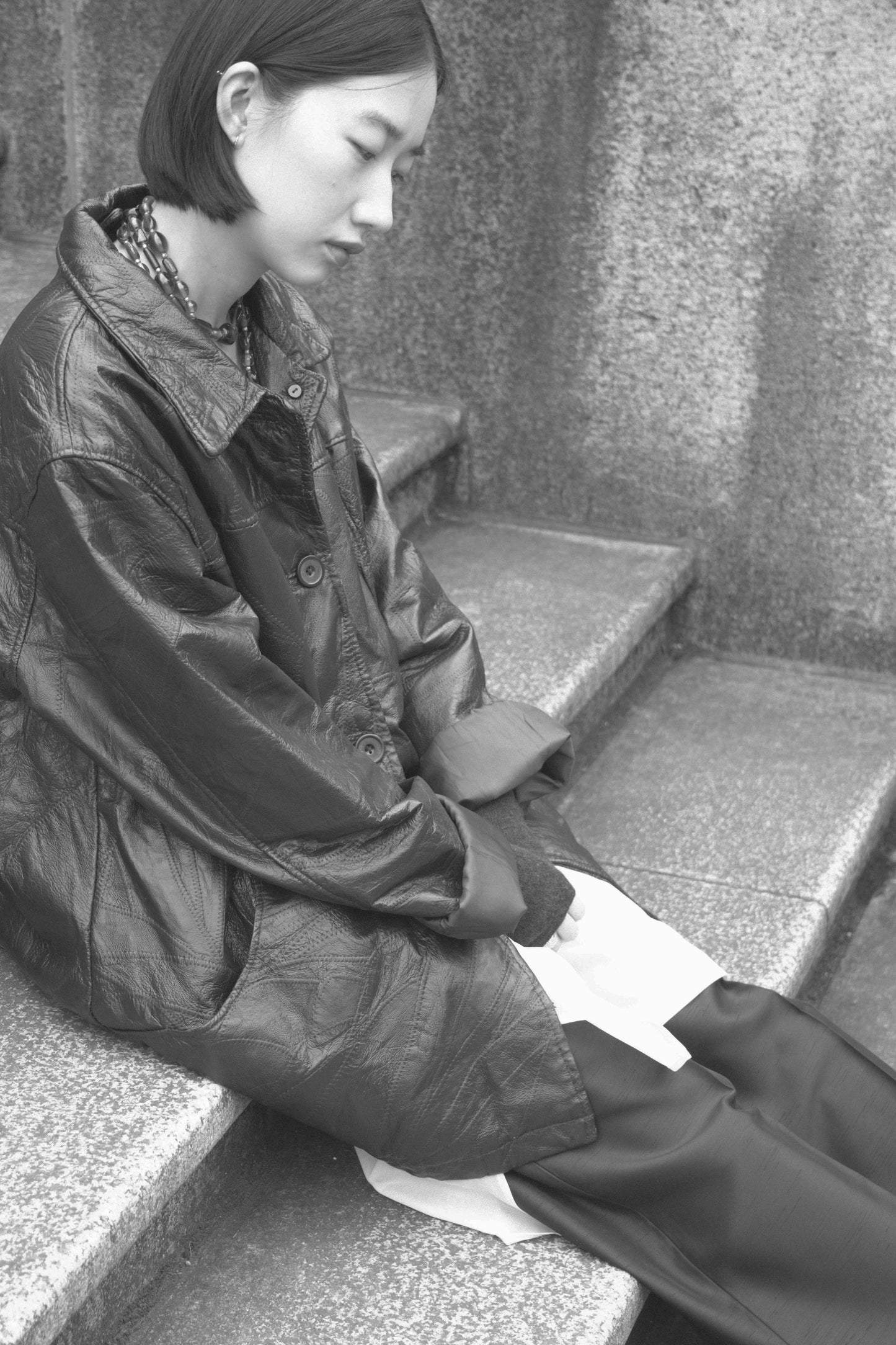 Elina - brown stitch leather jacket