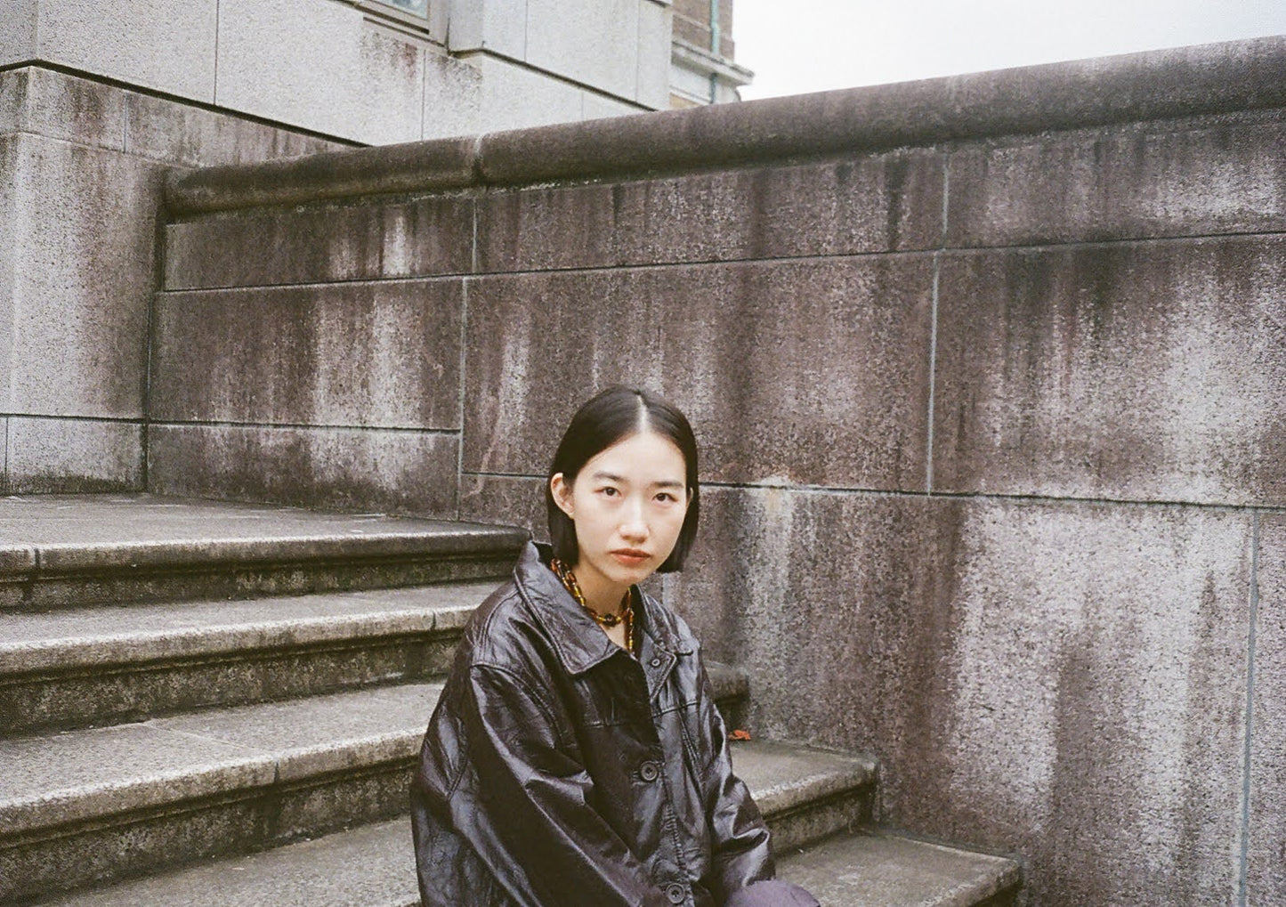 Elina - brown stitch leather jacket