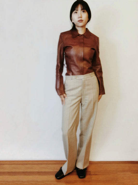 Lily - tailored herringbone straight pants