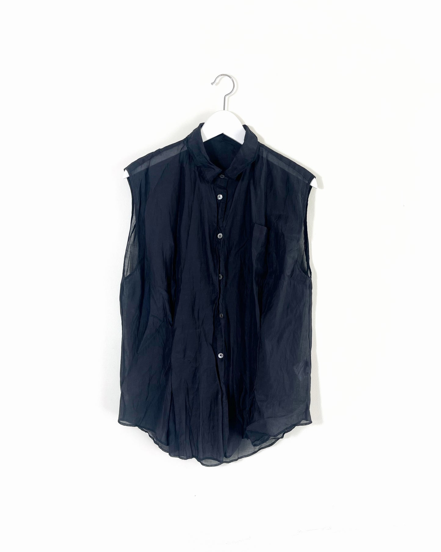 Clara - sheer crinkle sleeveless shirt