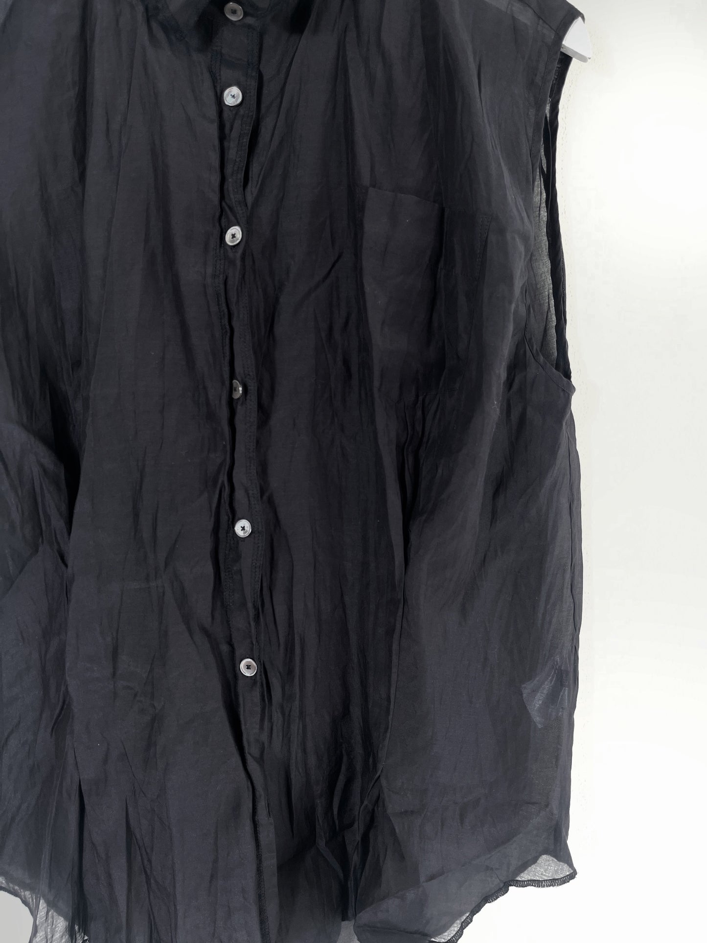 Clara - sheer crinkle sleeveless shirt