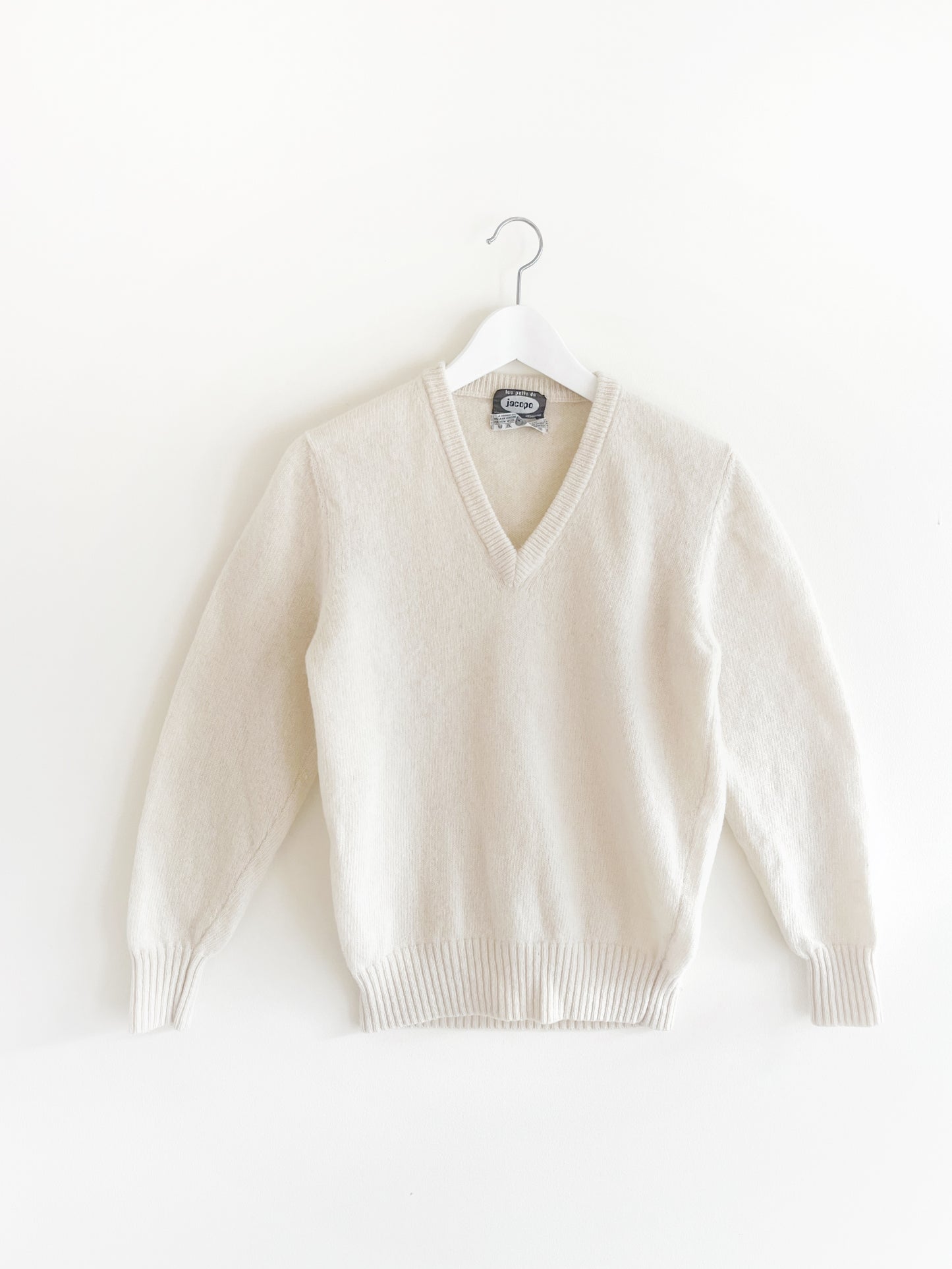 Capucine - 70s cream wool v-neck knit