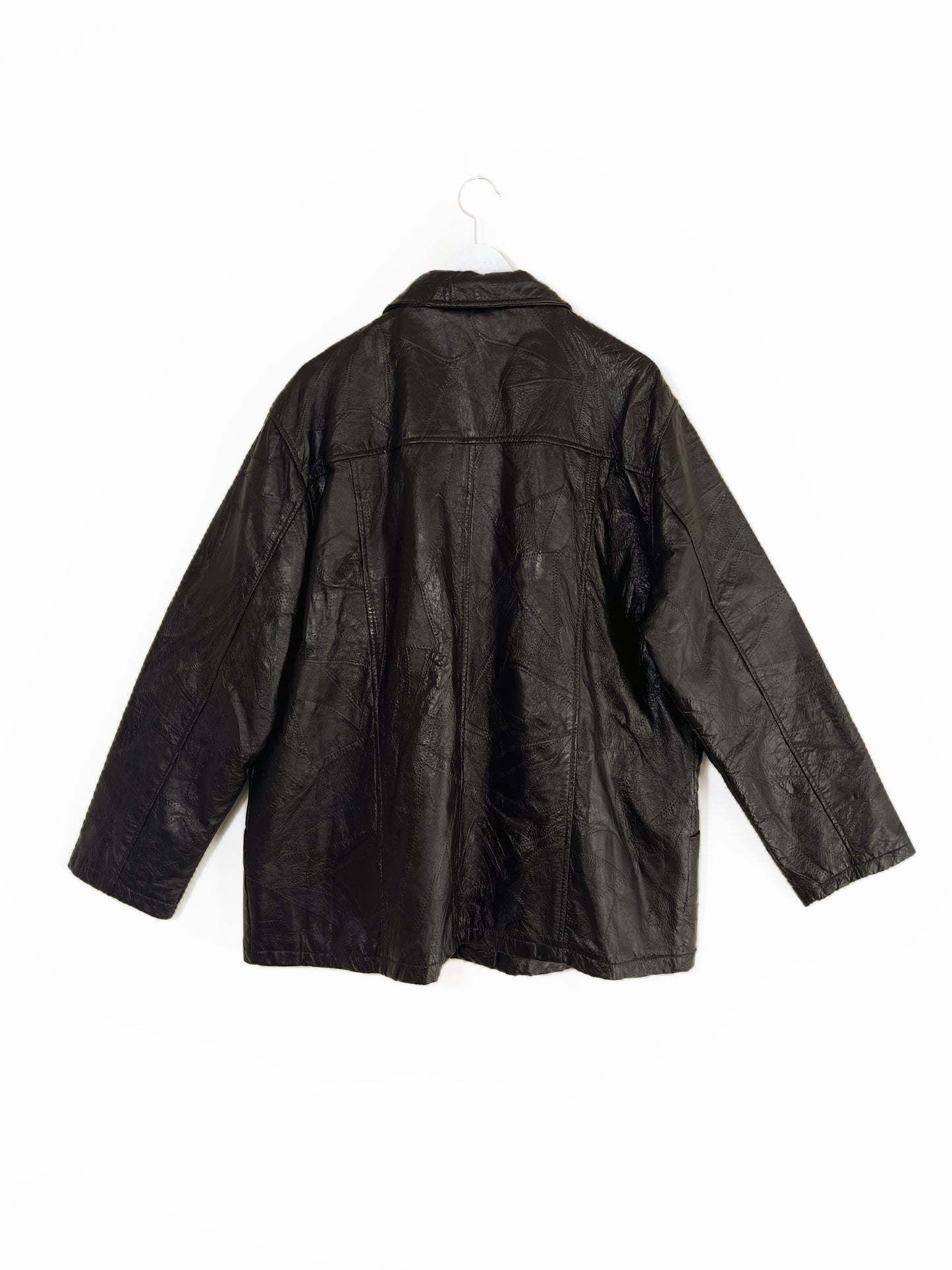 Elina - brown stitch leather jacket