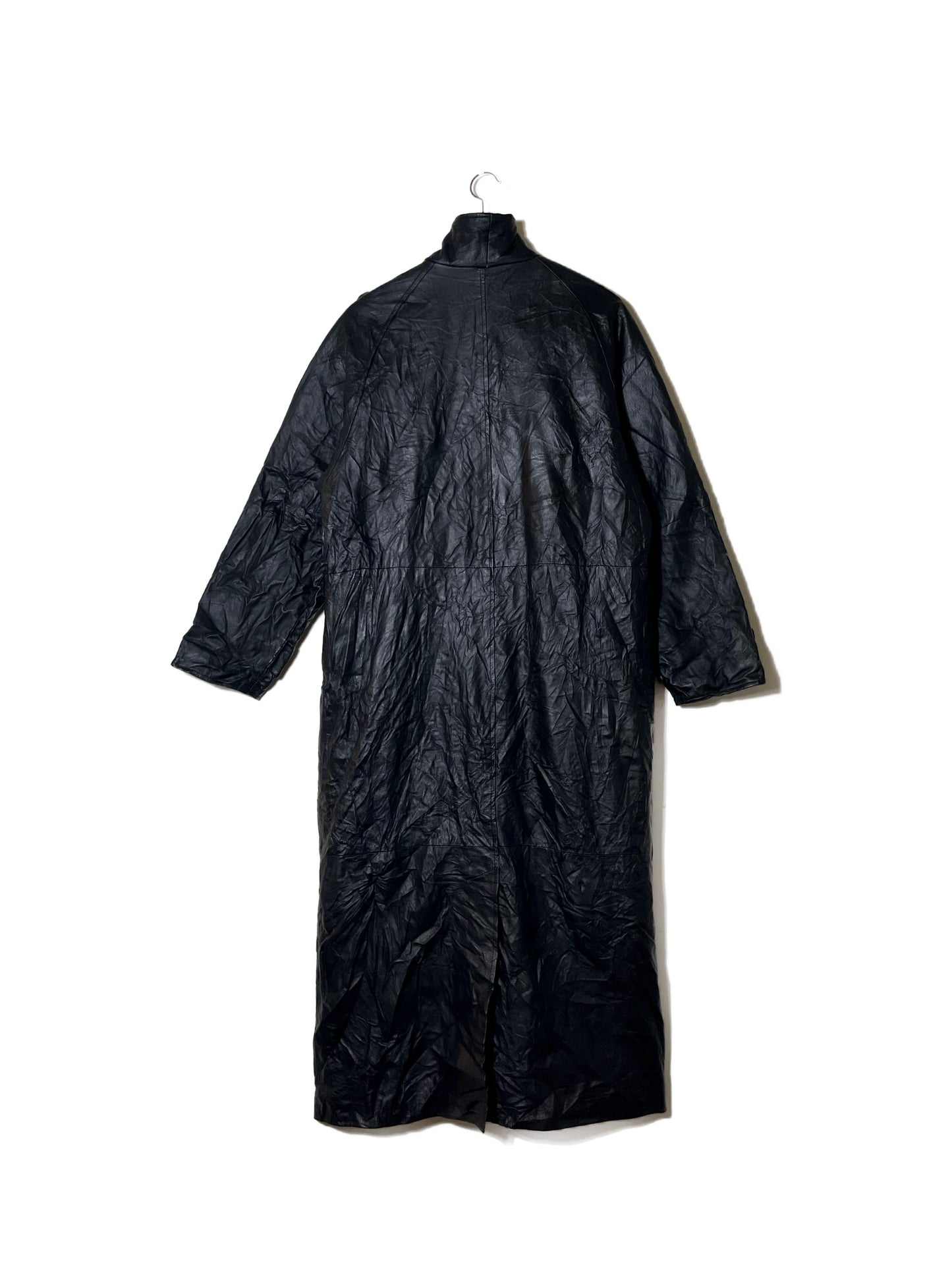 Moran - crinkle leather long coat